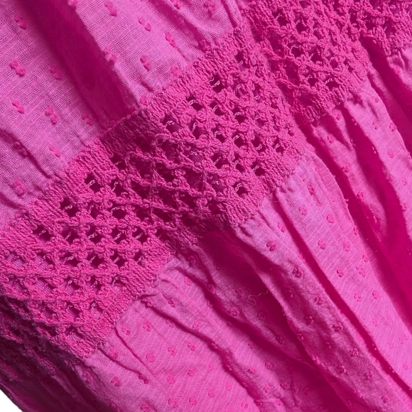 Vtg Y2K Coquette Bubblegum Pink Tiered Textured Cutout Maxi Skirt Size Large - Picture 4 of 9